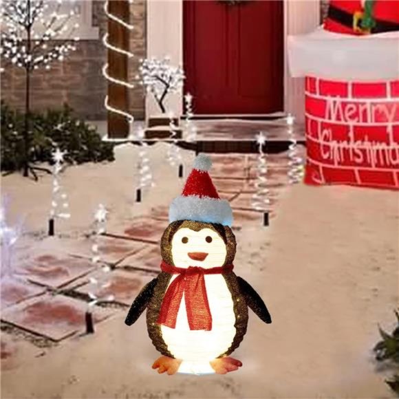 2FT Lighted Pop Up Christmas Penguin Decoration, Pre-Lit Light Up 48 LED Lights - Picture 7 of 7